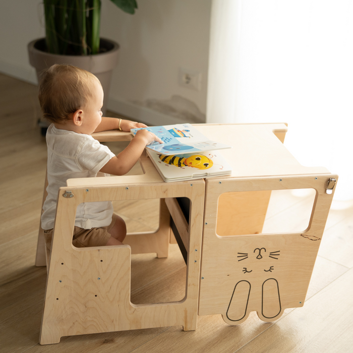 Torre Montessori 3 in 1 Tavolo e Sedia