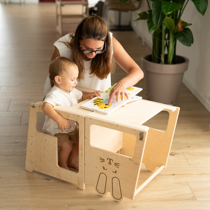 Torre Montessori 3 in 1 Tavolo e Sedia