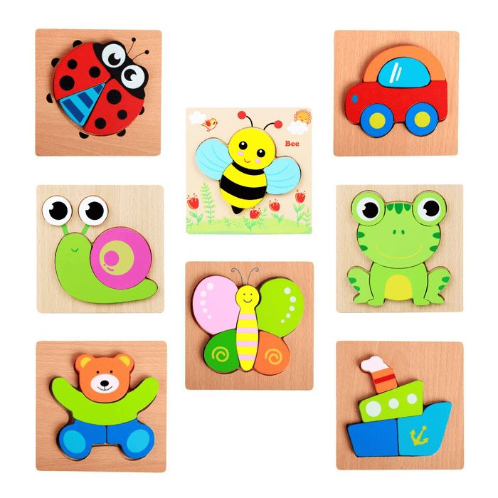 Set 8 Puzzle Legno Tridimensionali