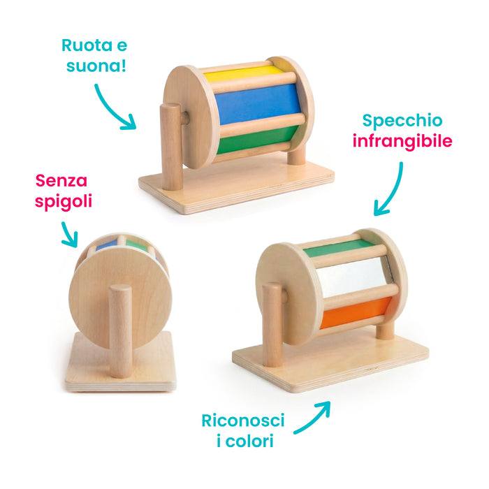 Spinning Drum Montessori Arcobaleno con Specchio