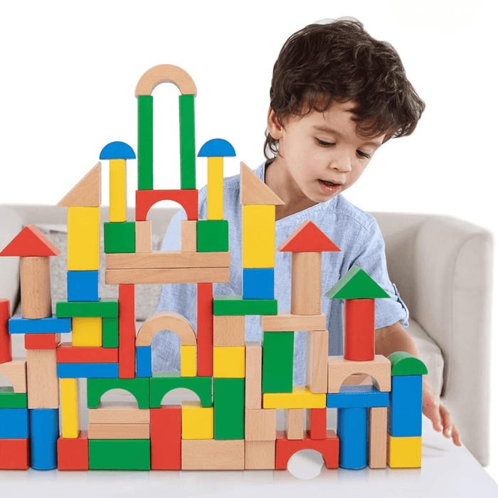 Blocchi Costruzione Legno 100 Pezzi