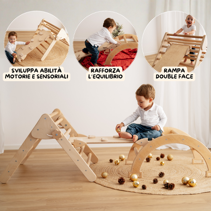 Maxi Set 3 Pezzi Pikler Triangolo + Rampa + Arco