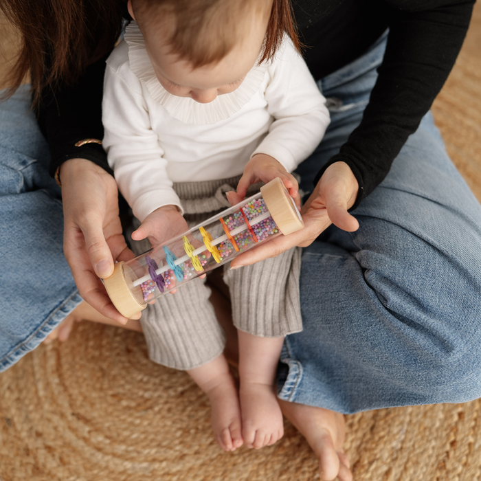 Sonaglio Pioggia Per Neonati - Giocattolo Sensoriale E Musicale In Legno - Bastone Della Pioggia Montessori