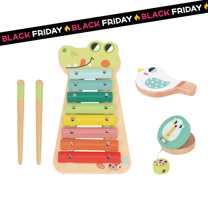 Xilofono Coccodrillo Giocattolo Musicale Legno