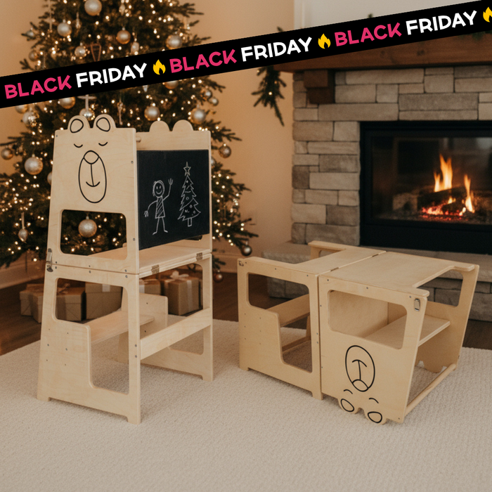 Torre Montessori 3 in 1 Tavolo e Sedia