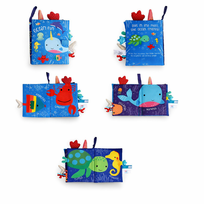 SULOLI Libri di Stoffa,Morbidi Libro Sensoriali Animali Marini,Giochi da Passeggino Libro per Bambini-Interattivo per Tummy Time SULOLI Libri di Stoffa,Morbidi Libro Sensoriali Animali Marini,Giochi da Passeggino Libro per Bambini-Interattivo per Tummy Time