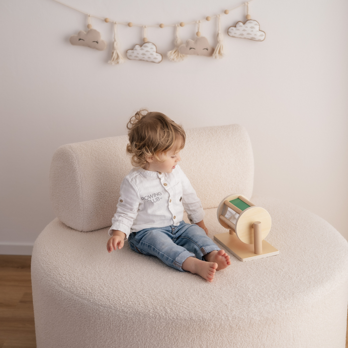 Music Spinning Drum - Tamburo Girevole In Legno Con Specchio, Giocattolo Educativo Sensoriale Per Neonati 6 Mesi+