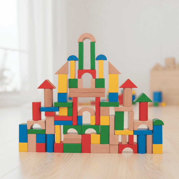 Blocchi Costruzione Legno 100 Pezzi