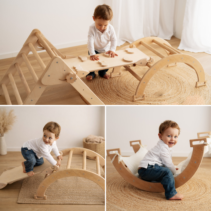 Maxi Set 3 Pezzi Pikler Triangolo + Rampa + Arco