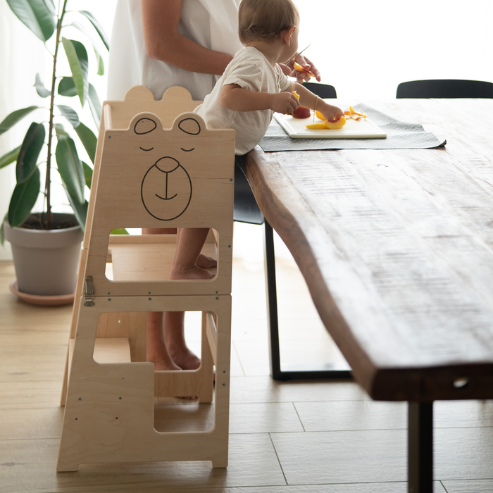 Torre Montessori 3 in 1 Tavolo Sedia e Lavagna