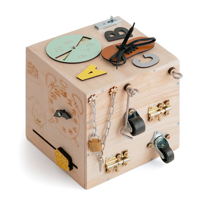 Cubo Di Attività In Legno Per Bambini - Giocattolo Educativo Sensoriale, 12+ Mesi, Multifunzione