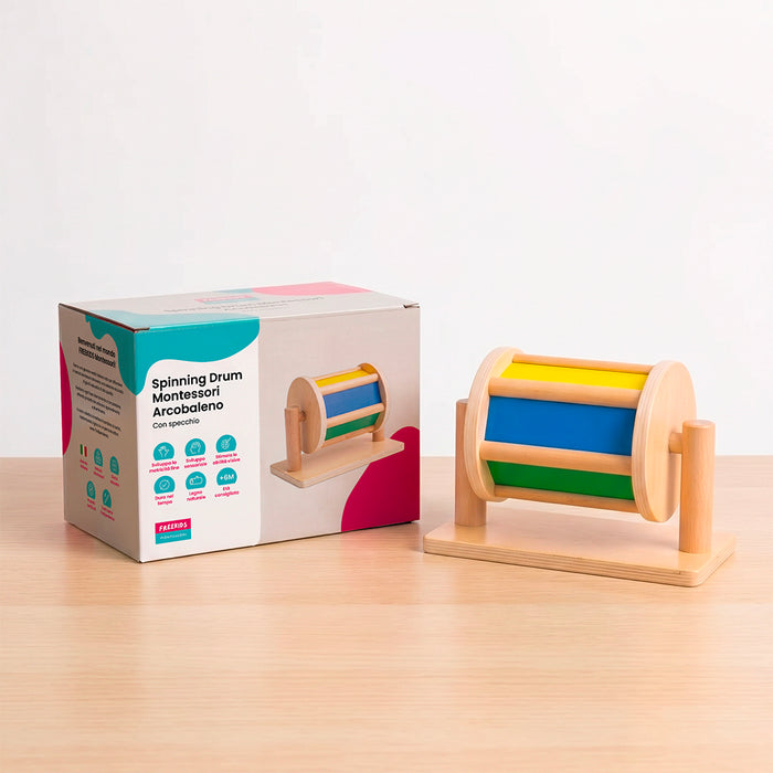 Spinning Drum Montessori Arcobaleno con Specchio