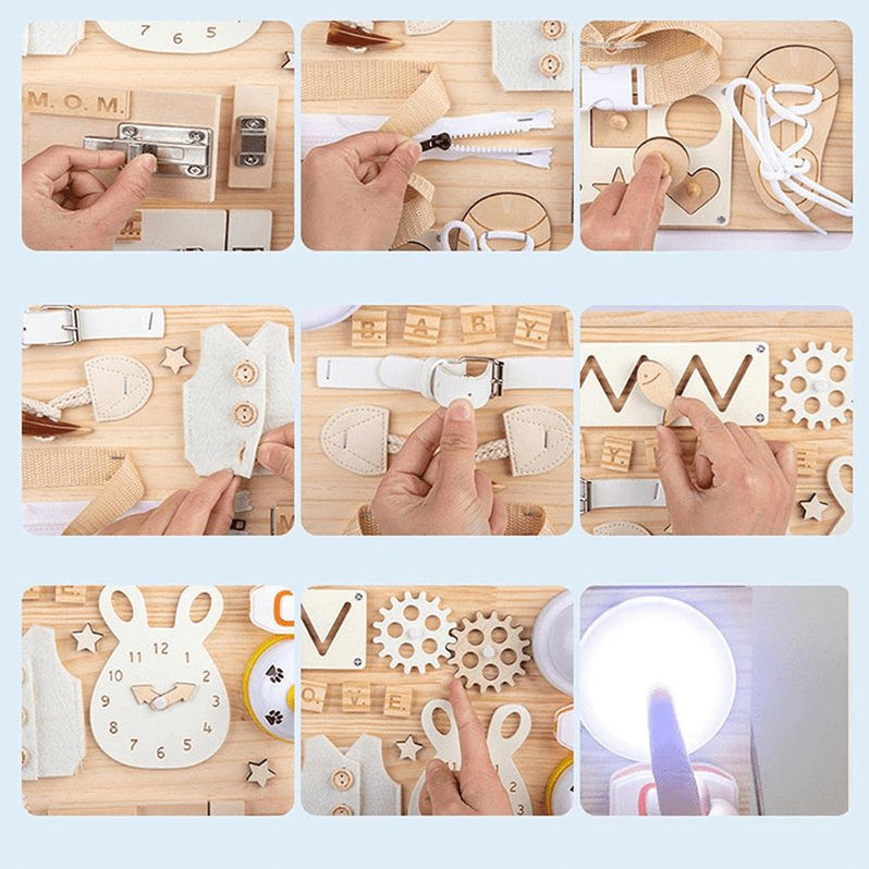 Giocattolo Sensoriale In Legno A Forma Di Chitarra – Luci LED E Interruttori, Montessori