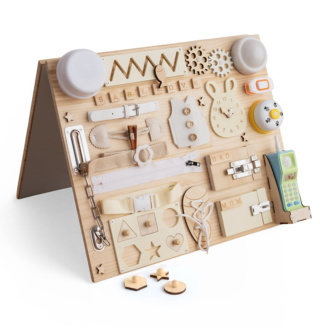 Monläurd Tavola Montessori Ippopotamo - Busy Board In Legno Sensoriale Per Bambini 6 Mesi+
