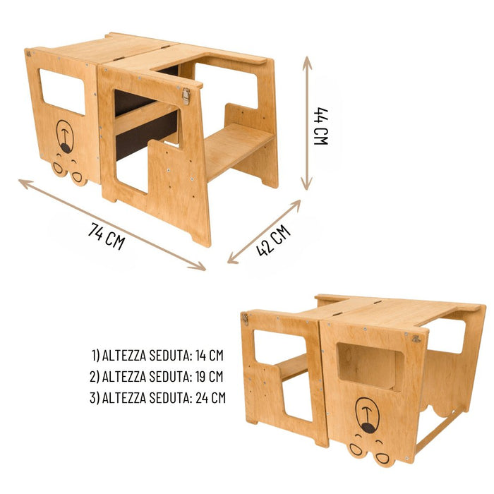 Torre Montessori 3 in 1 Tavolo e Sedia - FREEKIDS MONTESSORI