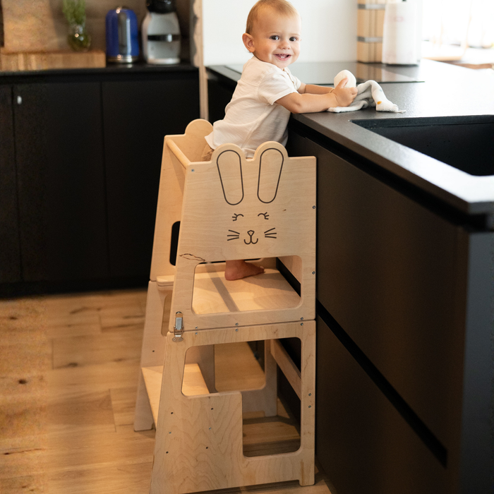 Torre Montessori 3 in 1 Tavolo Sedia e Lavagna